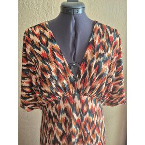Alexa Admor Multicolor Ikat Print Maxi Dress size L